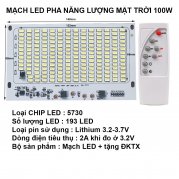 Bộ mạch đèn LED năng lượng mặt trời 100W gồm mạch và remote Bộ mạch đèn LED năng lượng mặt trời 100W gồm mạch và remote